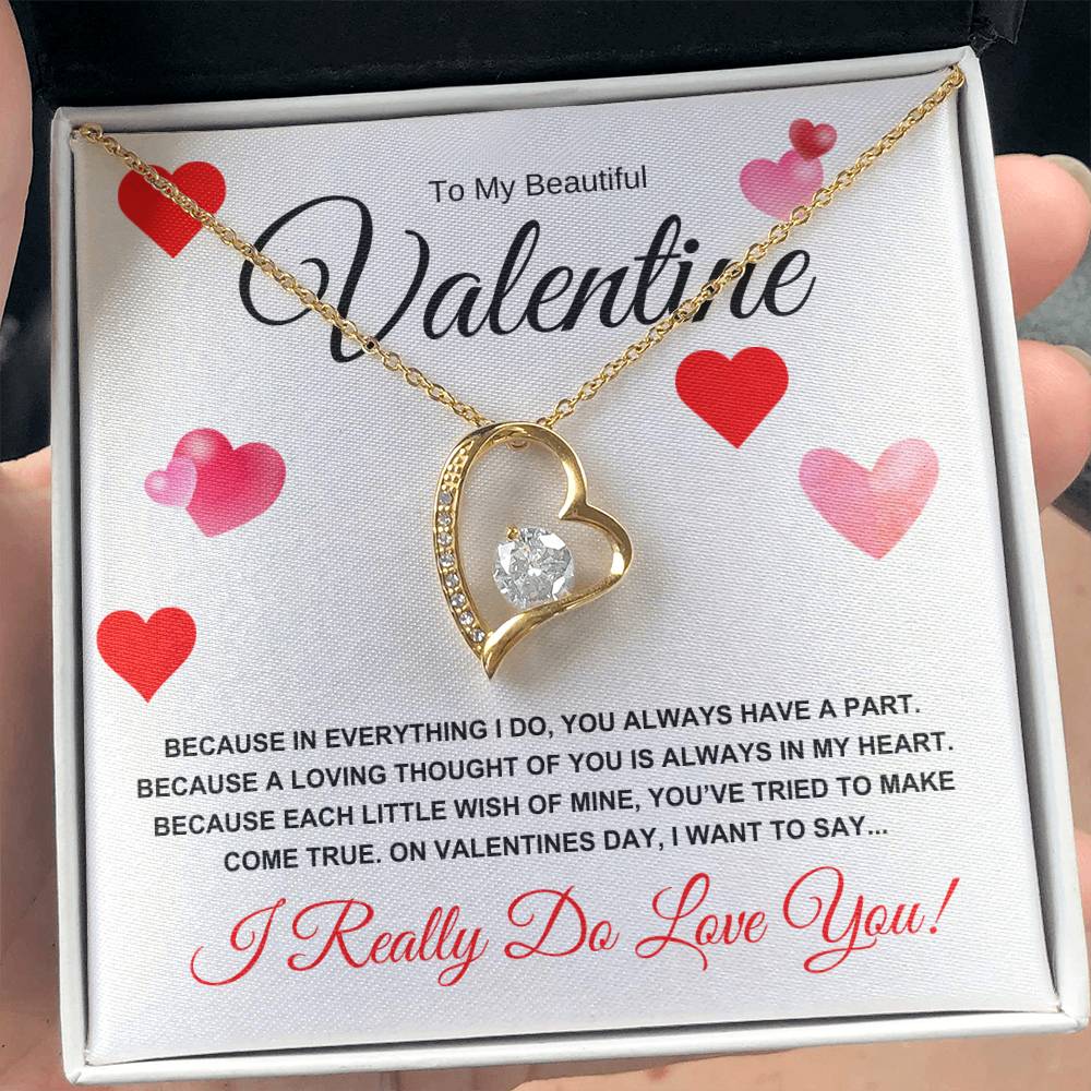 To My Beautiful Valentine for Wife, Girlfriend, Future Wife, Soulmate (Hearts of Love) Forever Love Necklace