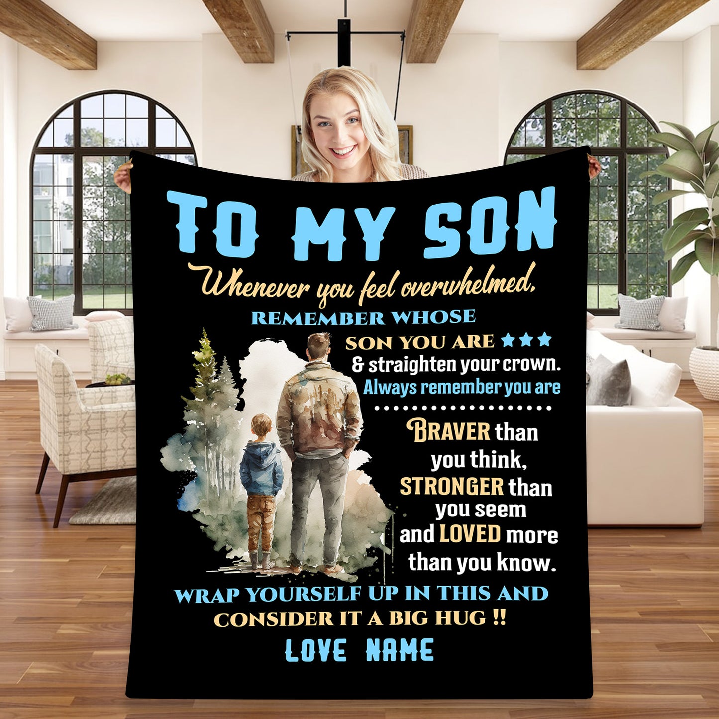 To My Son | Whenever You Feel Overwhelmed Blanket | Christmas Gift, Birthday Gift