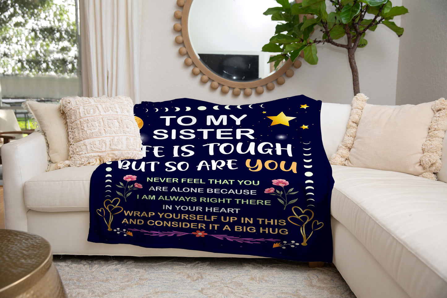 To My Sister, You Are Never Alone Blanket | Christmas Gift, Birthday Gift