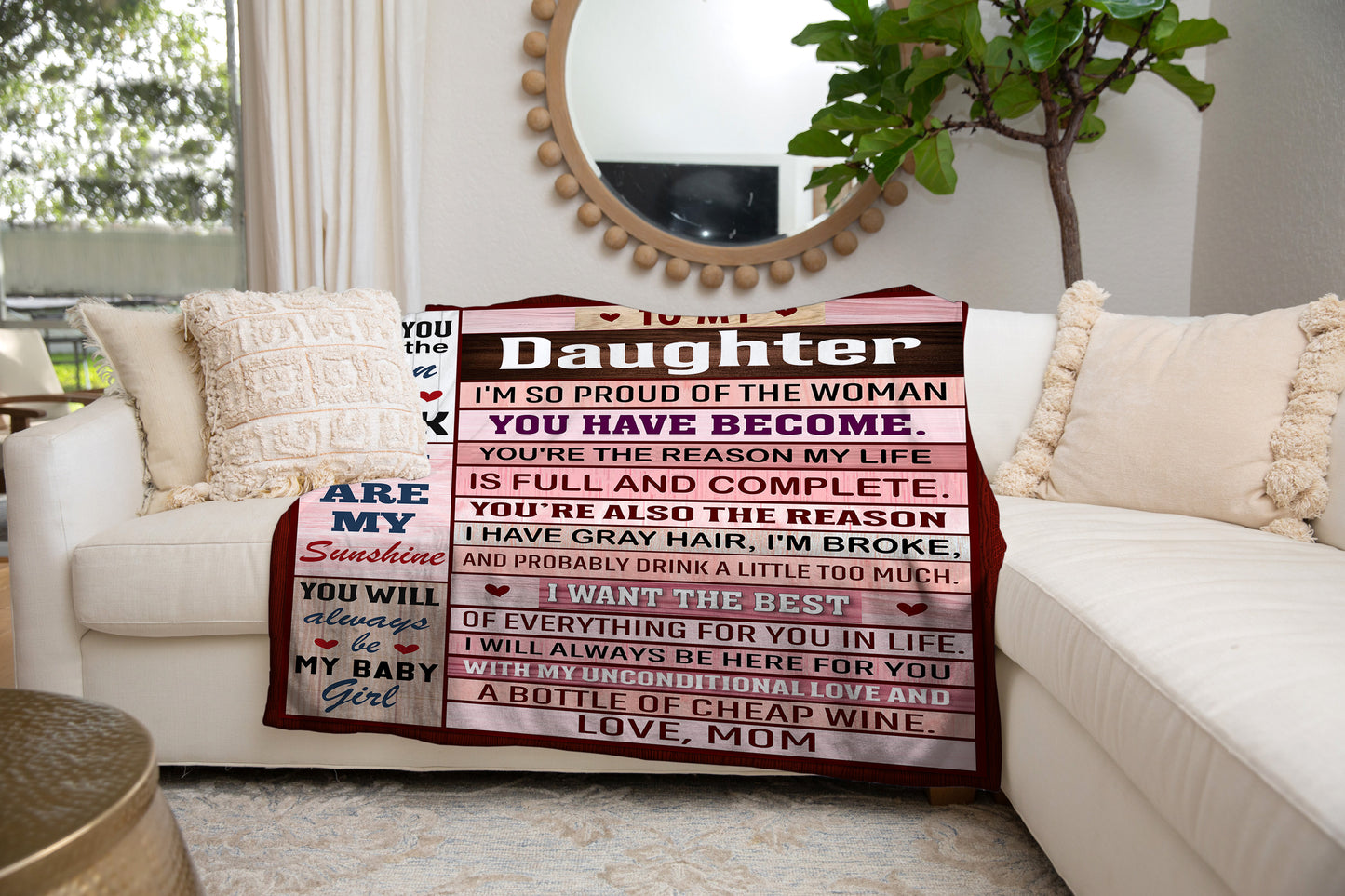 To My Daughter, So Proud of the Woman You've Become Blanket | Valentine's Day Gift, Birthday Gift, Special Occasions