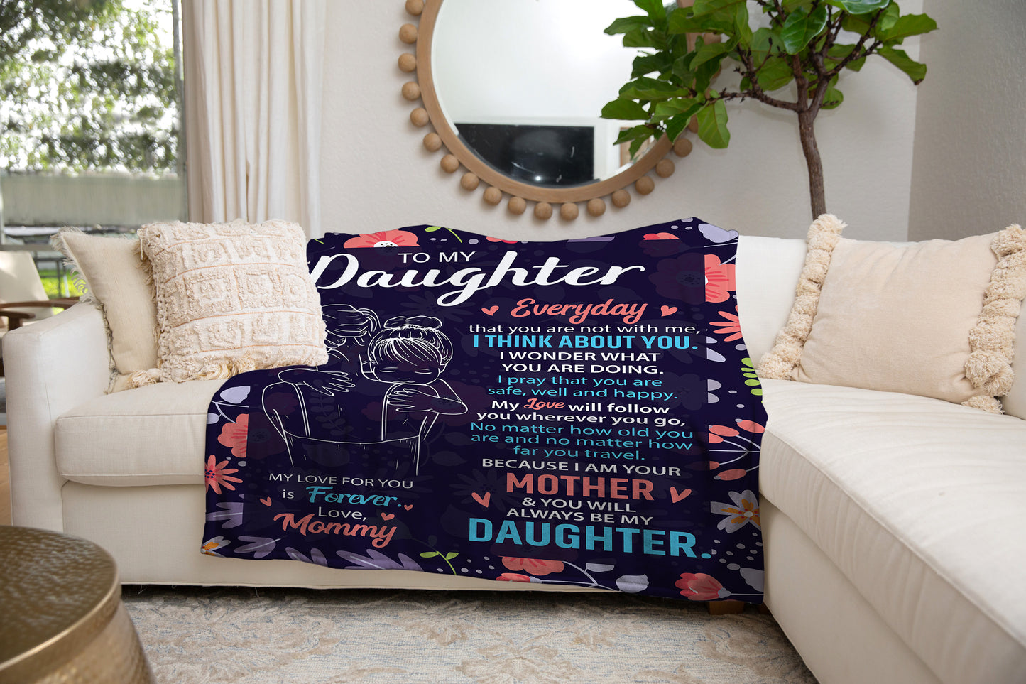 To My Daughter, Everyday I Think of You Blanket| Christmas Gift, Birthday Gift