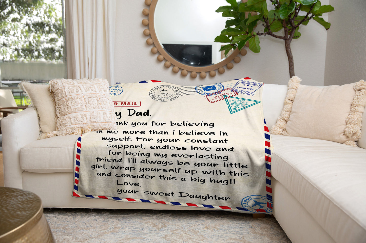 To My Dad, from Your Sweet Daughter Blanket | Birthday Gift, Special Occasion Gift