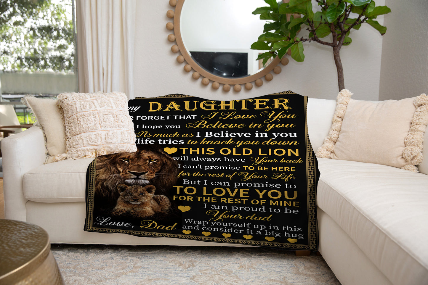 To My Daughter Blanket, This Old Lion | Valentine's Day, Birthday, College Gift