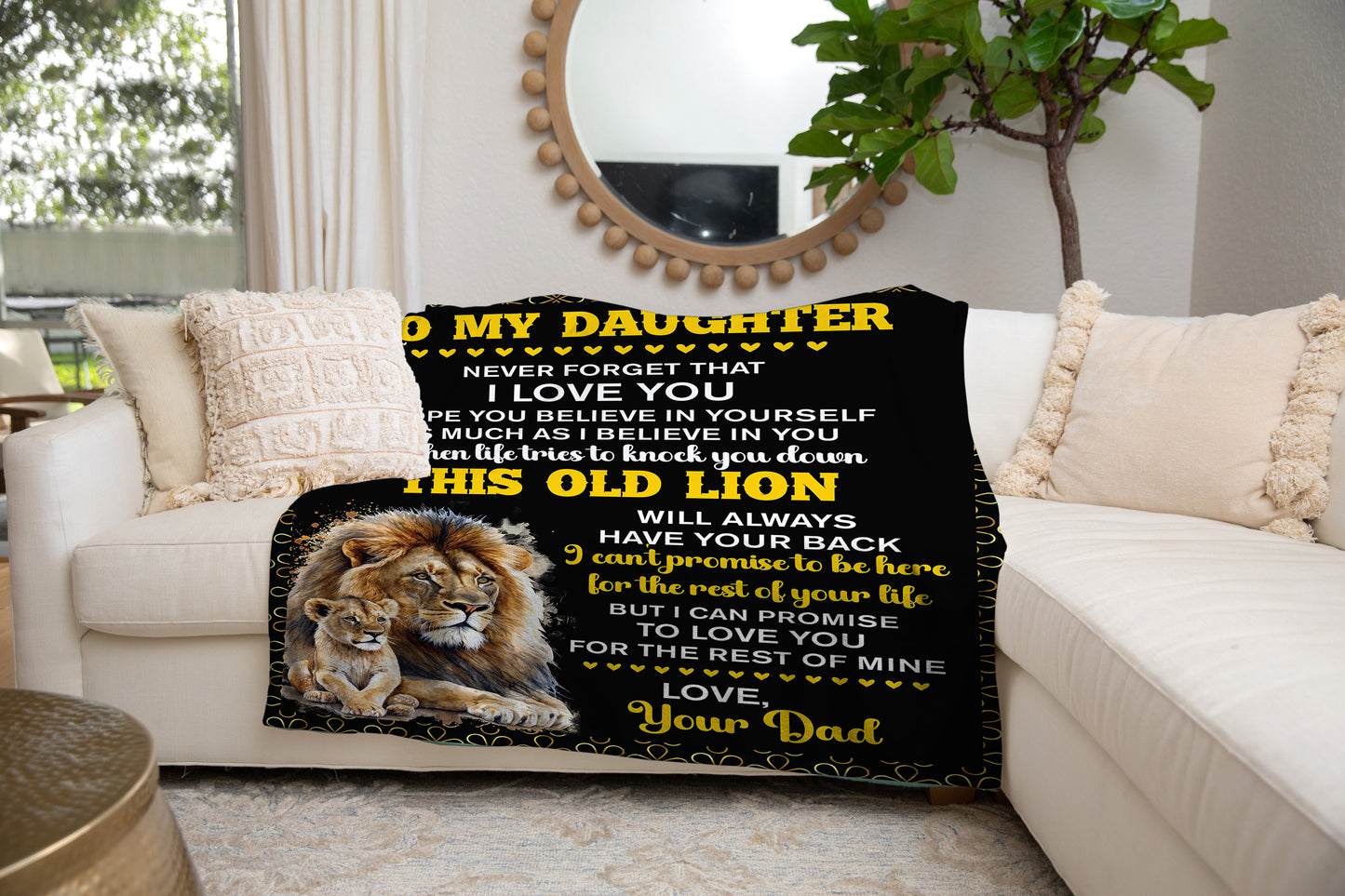 To My Daughter, This Old Lion Blanket | Valentine's Day, College , Birthday Gift