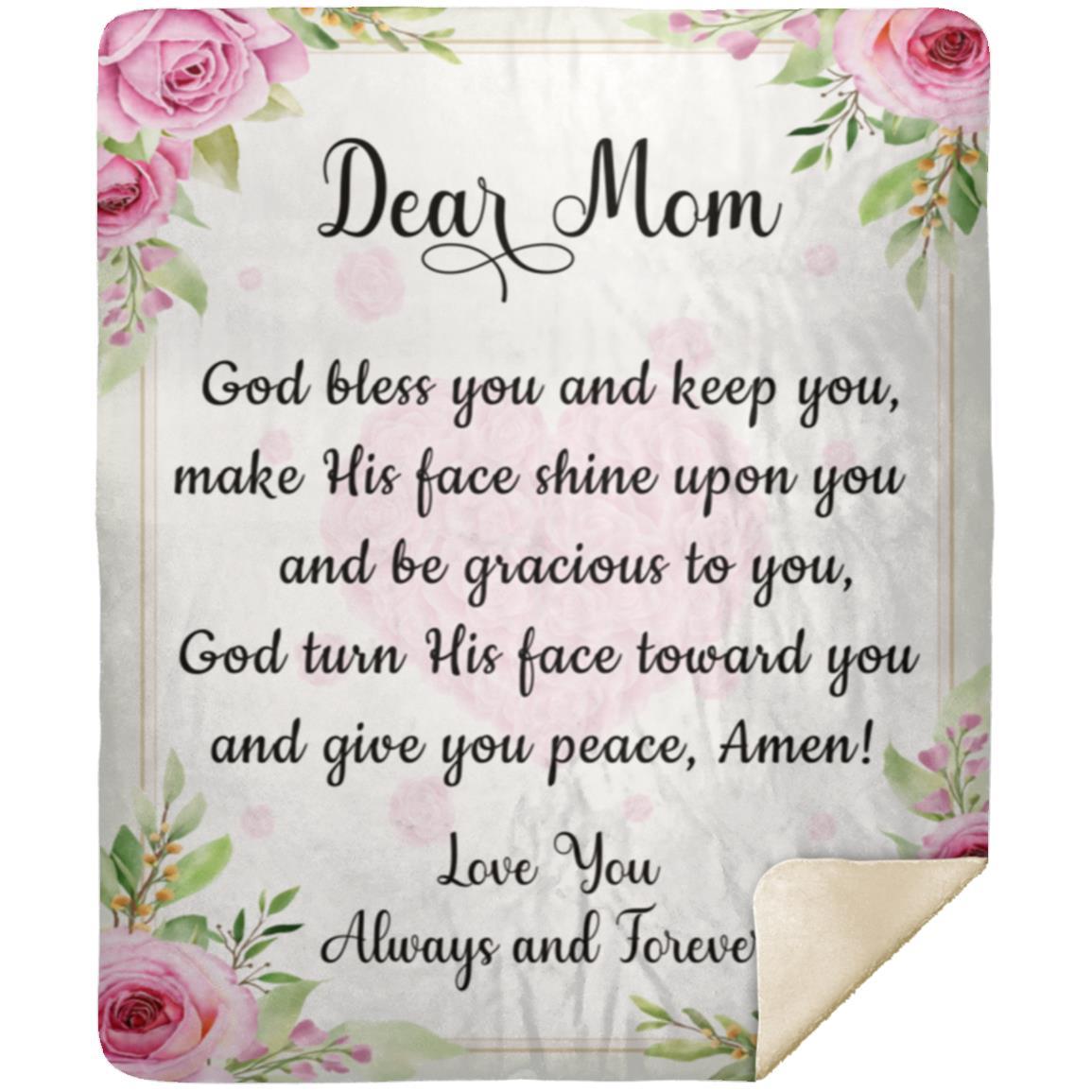 Dear Mom, God Bless You and Keep You Blanket | Birthday Gift, Valentine's Day Gift, Special Occasions Gift