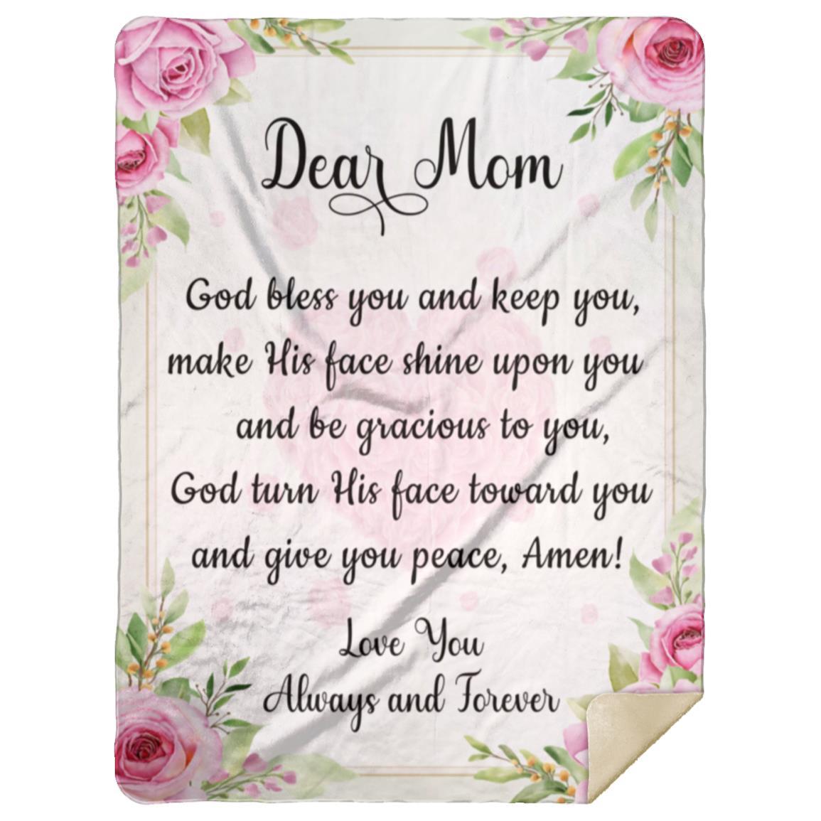 Dear Mom, God Bless You and Keep You Blanket | Birthday Gift, Valentine's Day Gift, Special Occasions Gift