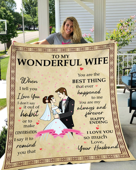 To My Wonderful Wife - I Love You - Arctic Fleece Blanket 50x60