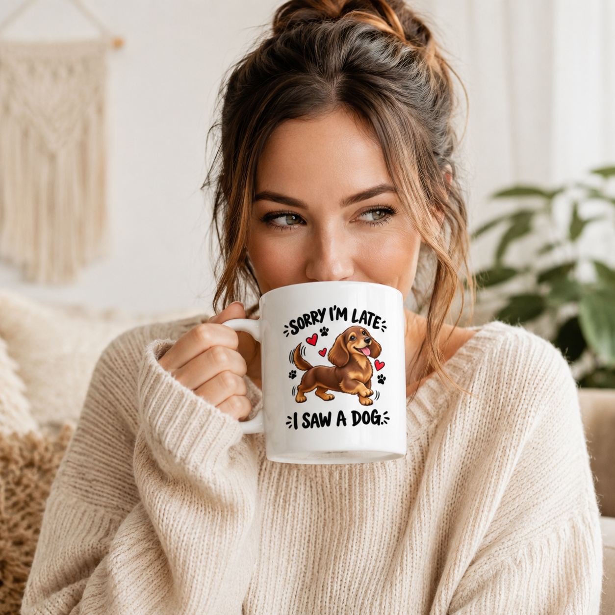 Sorry I’m Late, I Saw a Dog Dachshund Mug – Funny Dog Lover Gift