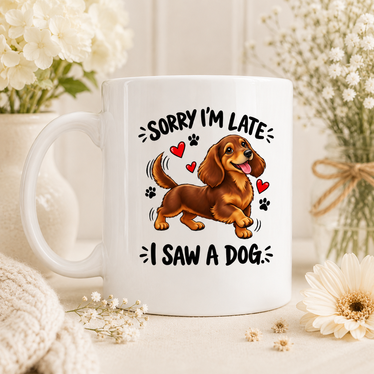Sorry I’m Late, I Saw a Dog Dachshund Mug – Funny Dog Lover Gift