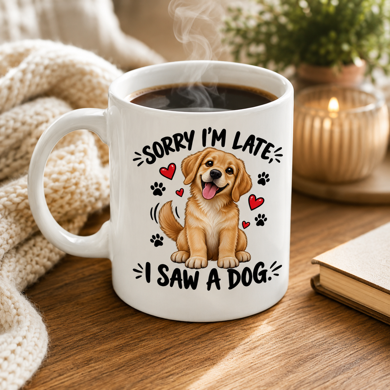 Sorry I’m Late, I Saw a Dog Golden Retriever Mug – Funny Dog Lover Gift