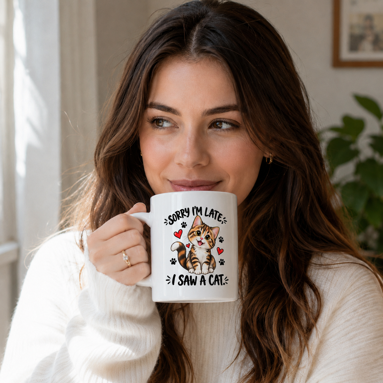 Sorry I’m Late, I Saw a Cat Mug – Funny Cat Lover Gift
