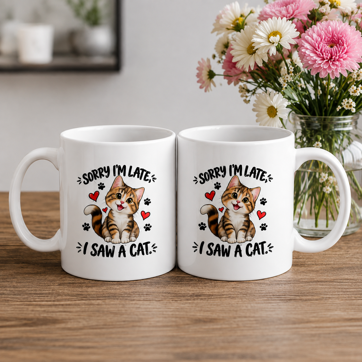 Sorry I’m Late, I Saw a Cat Mug – Funny Cat Lover Gift