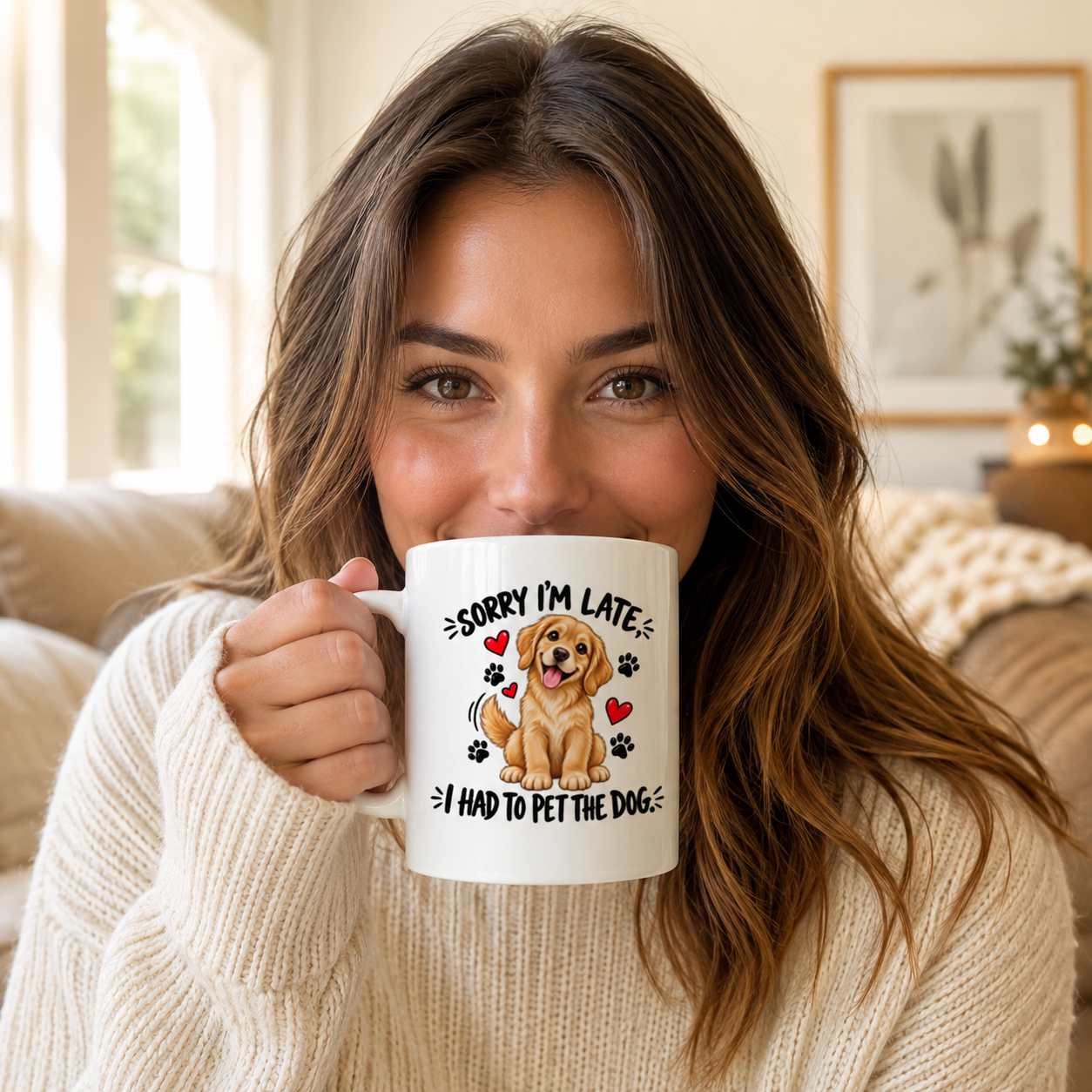 Sorry I’m Late, I Had to Pet the Dog Mug – Funny Dog Lover Gift