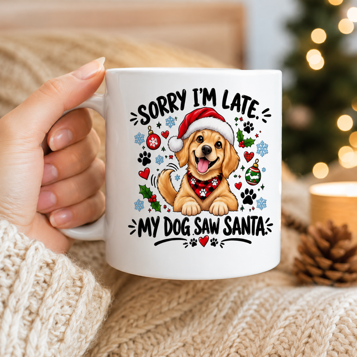 Sorry I’m Late, My Dog Saw Santa Mug – Funny Christmas Dog Lover Gift