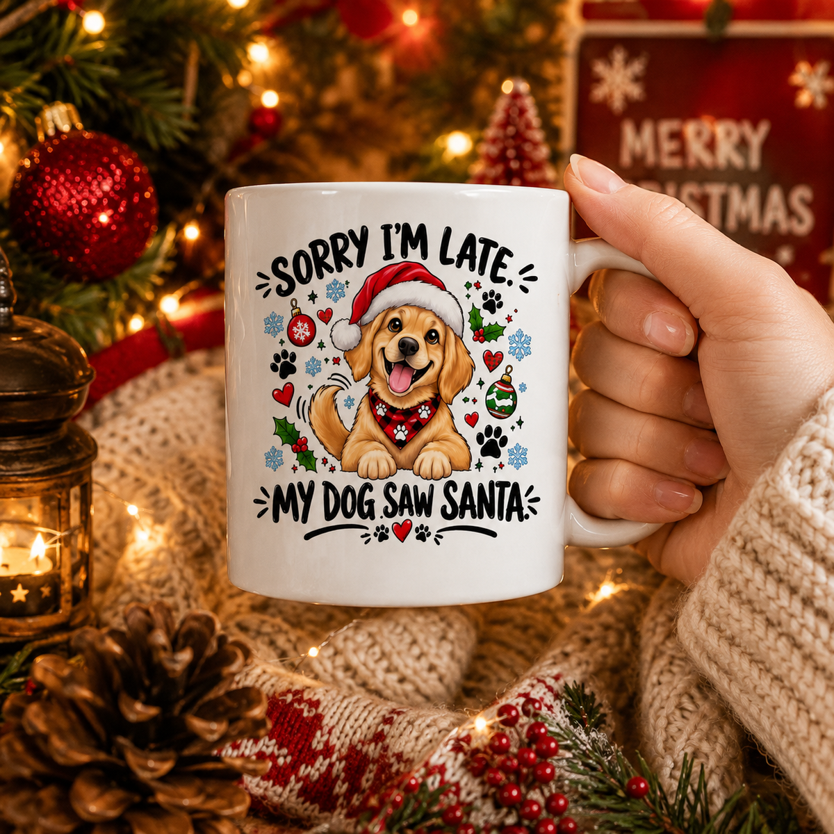 Sorry I’m Late, My Dog Saw Santa Mug – Funny Christmas Dog Lover Gift