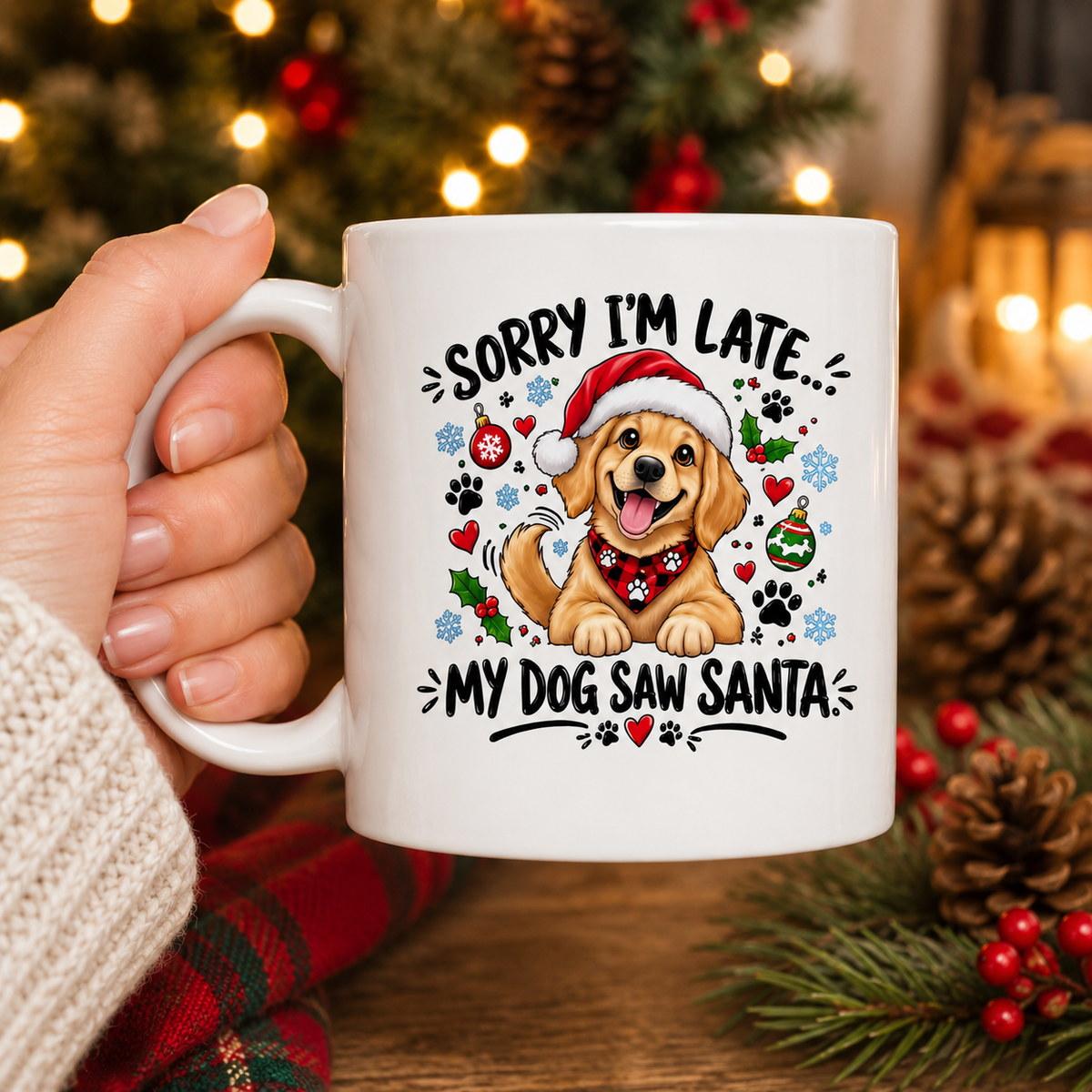 Sorry I’m Late, My Dog Saw Santa Mug – Funny Christmas Dog Lover Gift