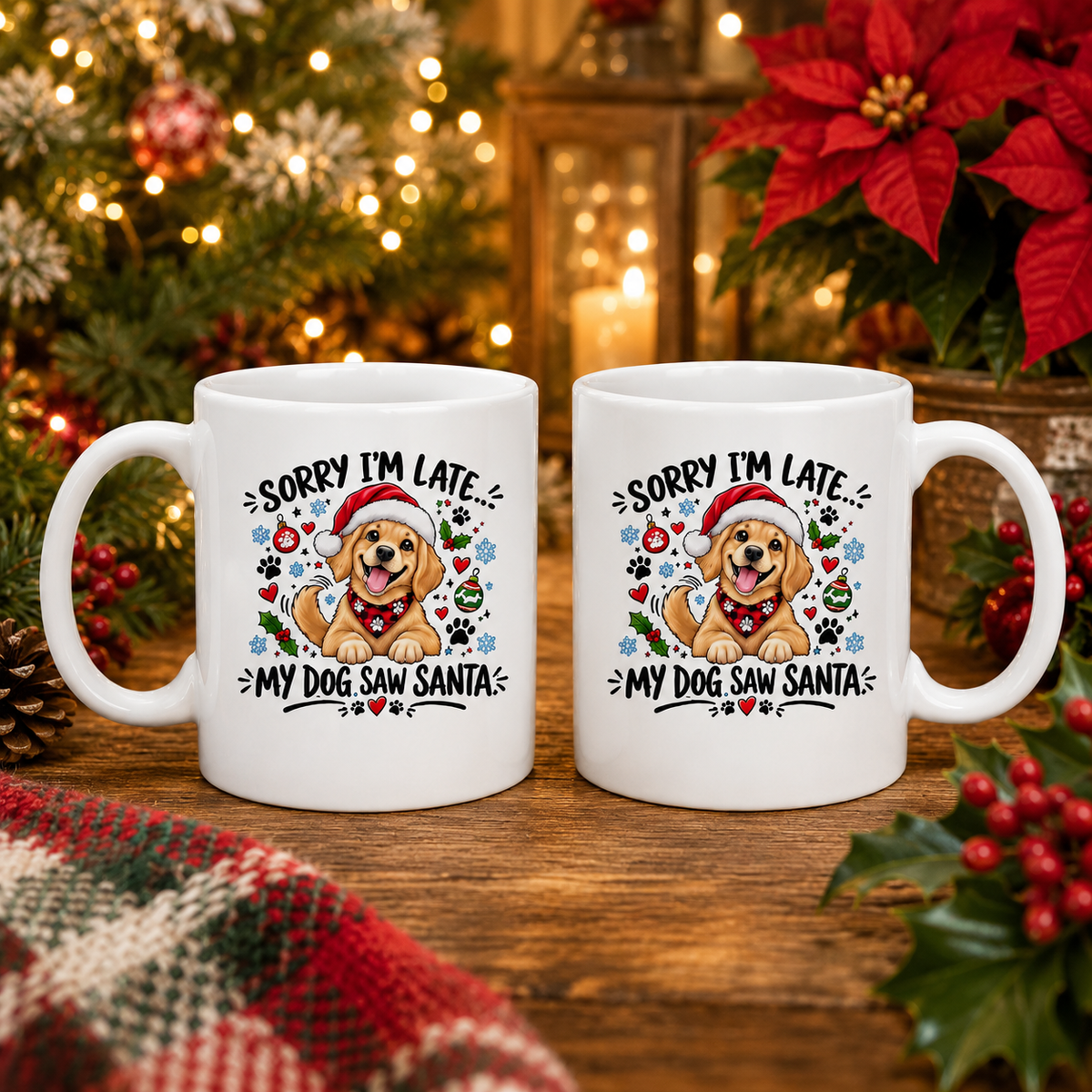 Sorry I’m Late, My Dog Saw Santa Mug – Funny Christmas Dog Lover Gift