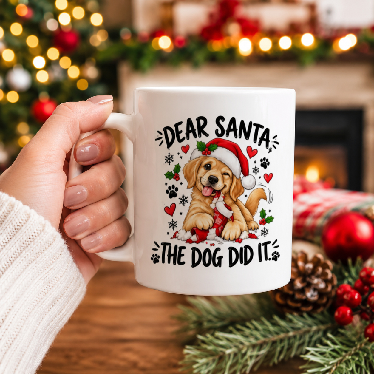 Dear Santa, The Dog Did It Mug – Funny Christmas Dog Lover Gift