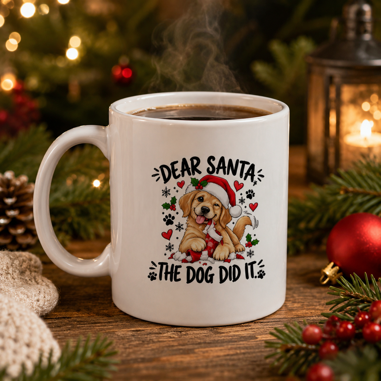 Dear Santa, The Dog Did It Mug – Funny Christmas Dog Lover Gift