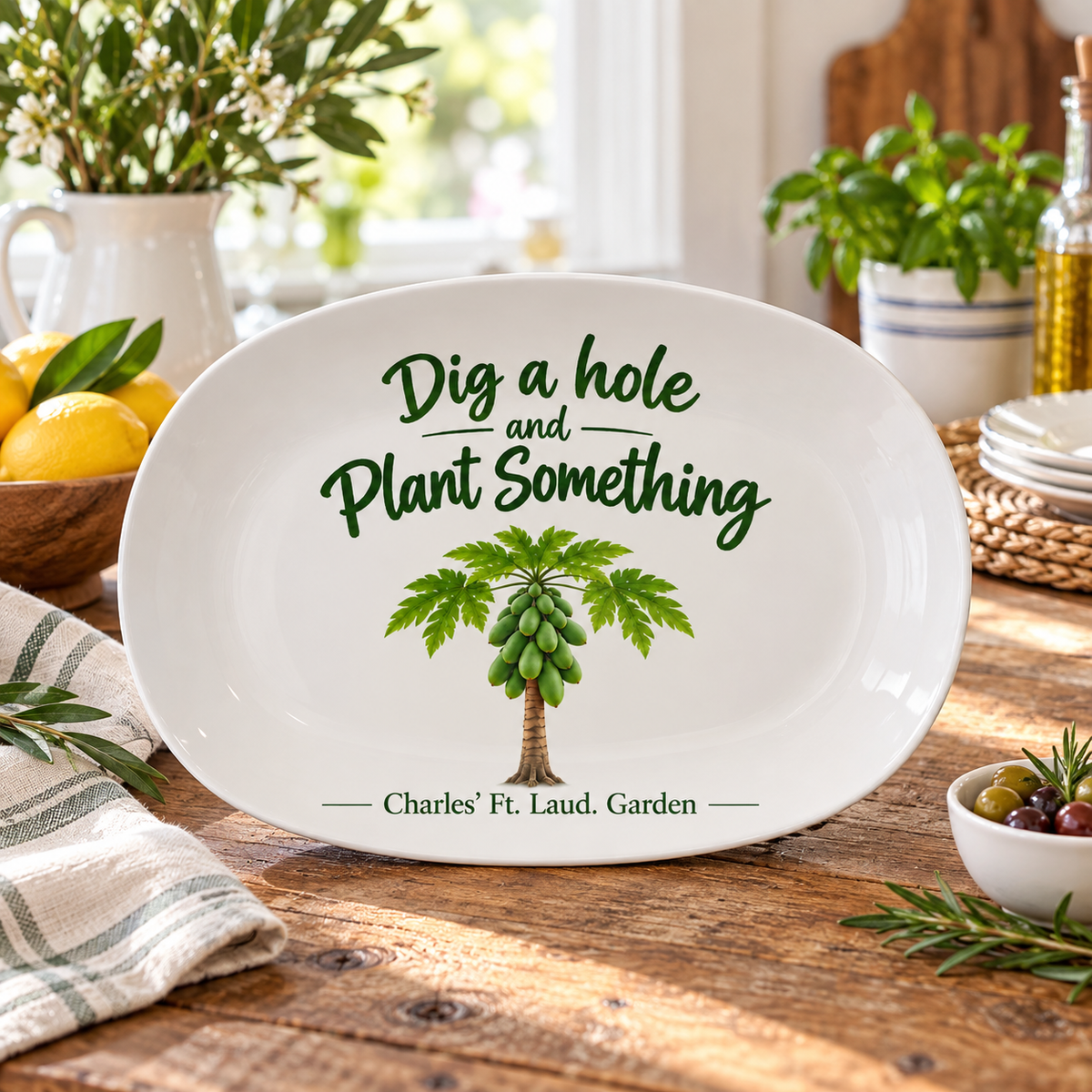 Dig a Hole & Plant Something – Inspirational Garden Serving Platter