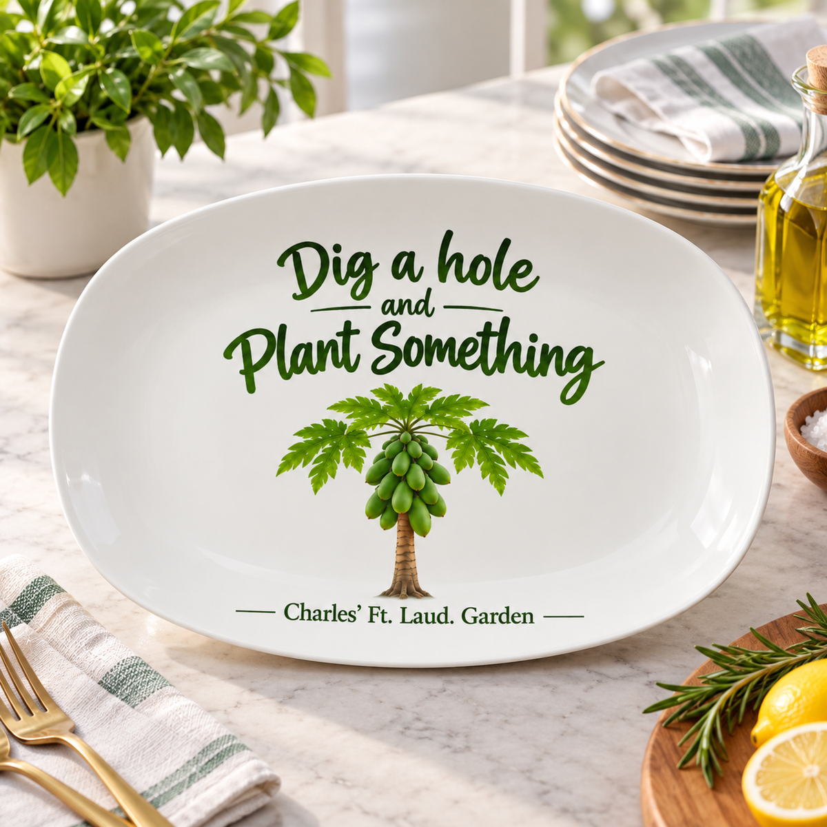 Dig a Hole & Plant Something – Inspirational Garden Serving Platter
