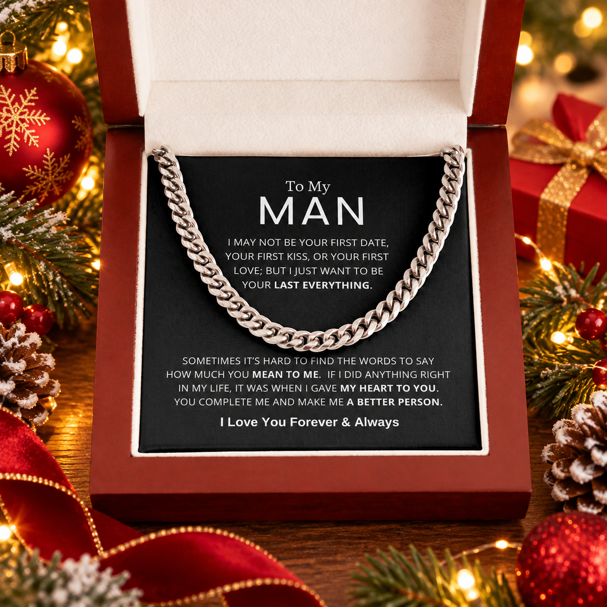 To My Man | My Last Everything | Cuban Link Chain | Father's Day Gift, Special Occasions