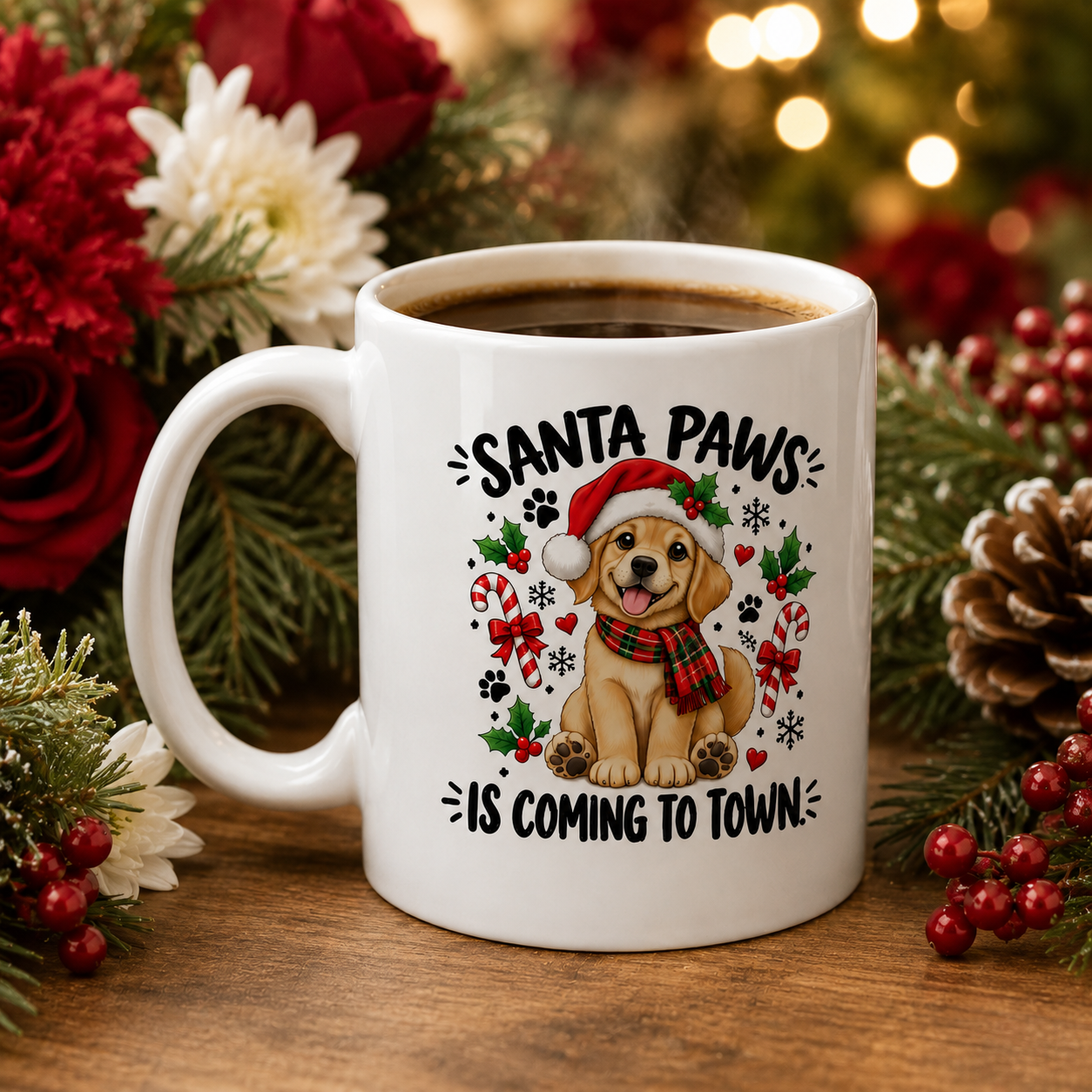 Santa Paws Is Coming to Town Mug – Christmas Dog Lover Gift