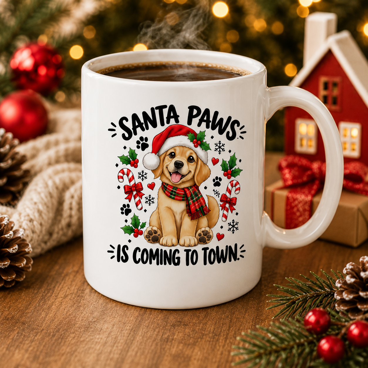 Santa Paws Is Coming to Town Mug – Christmas Dog Lover Gift