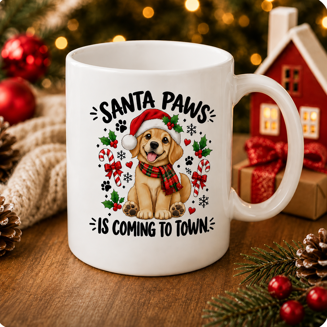 Santa Paws Is Coming to Town Mug – Christmas Dog Lover Gift