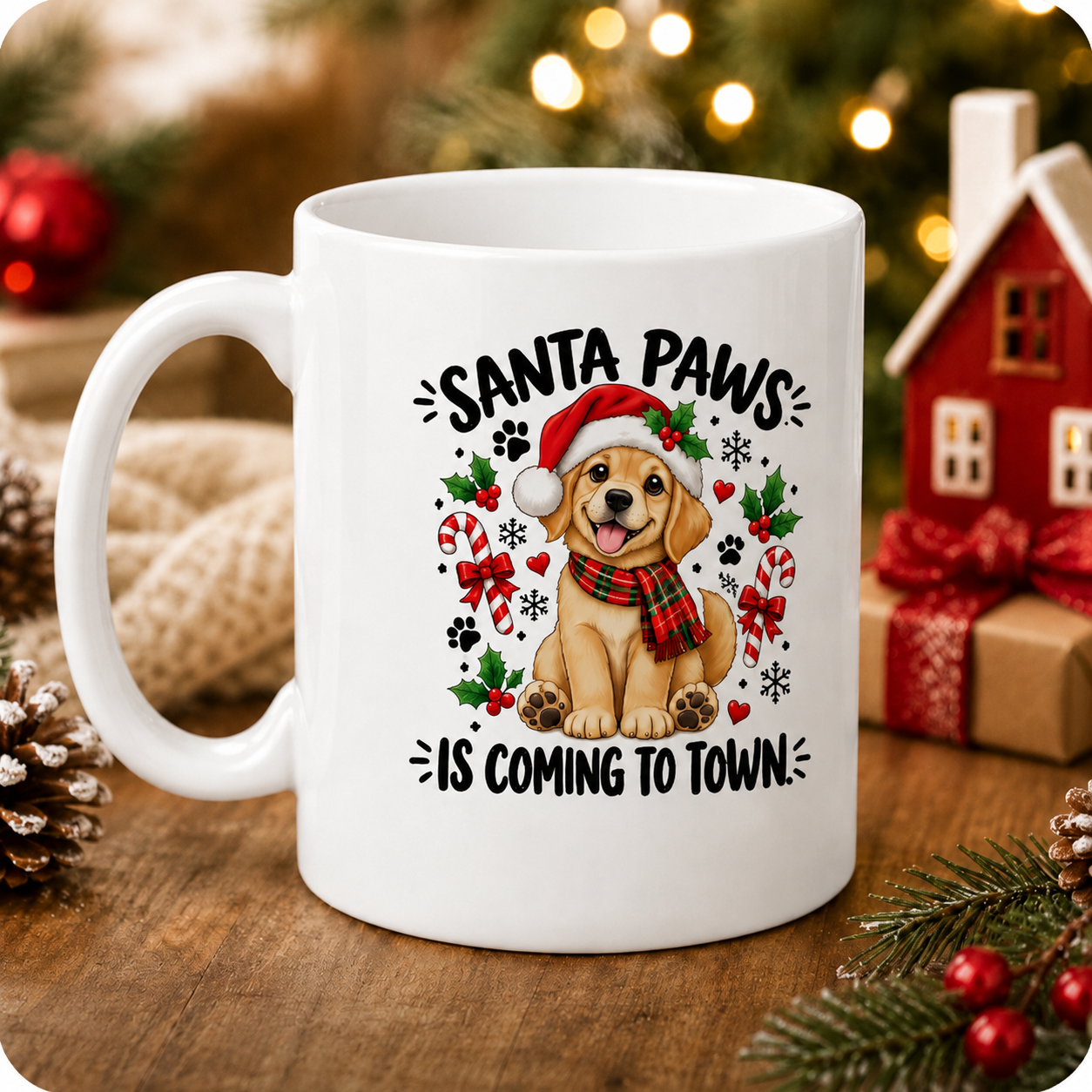 Santa Paws Is Coming to Town Mug – Christmas Dog Lover Gift