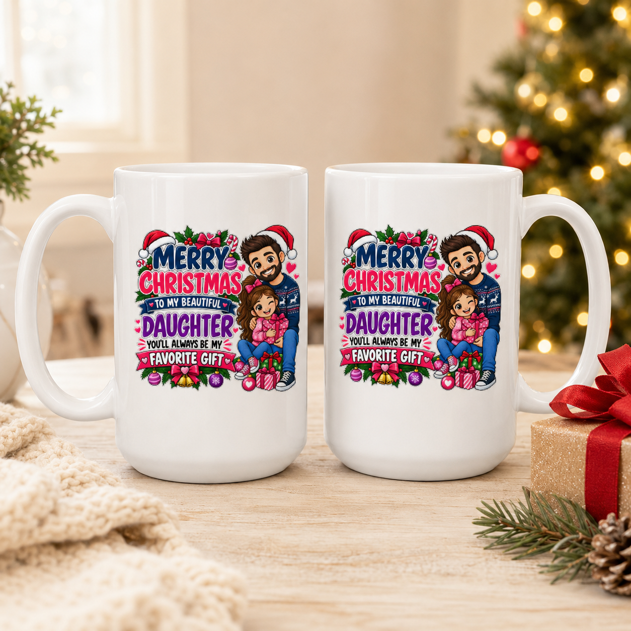 Merry Christmas to My Beautiful Daughter 15 oz Mug