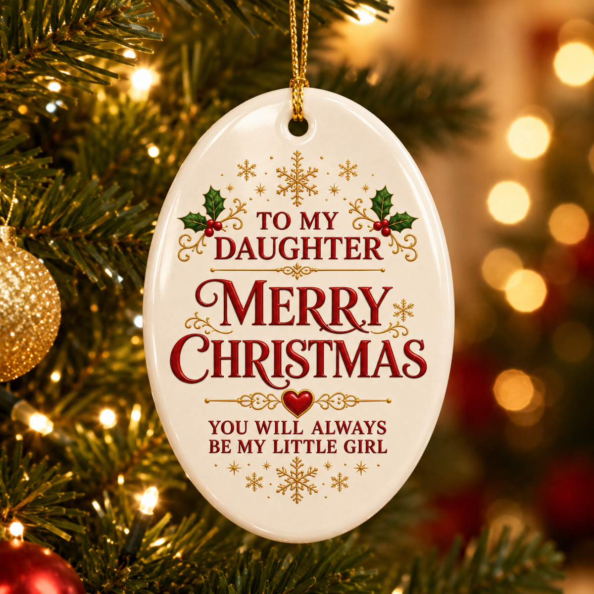 To My Daughter Merry Christmas Oval Ornament