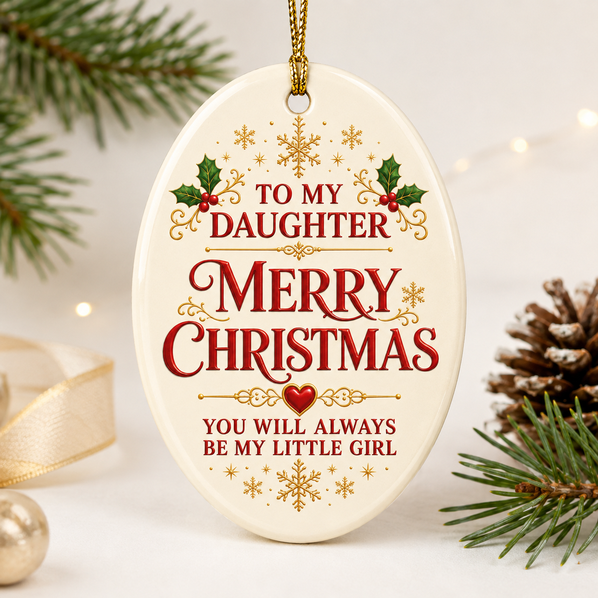 To My Daughter Merry Christmas Oval Ornament