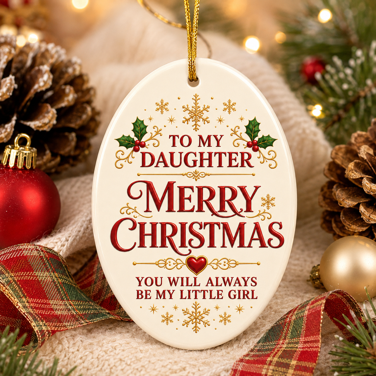 To My Daughter Merry Christmas Oval Ornament