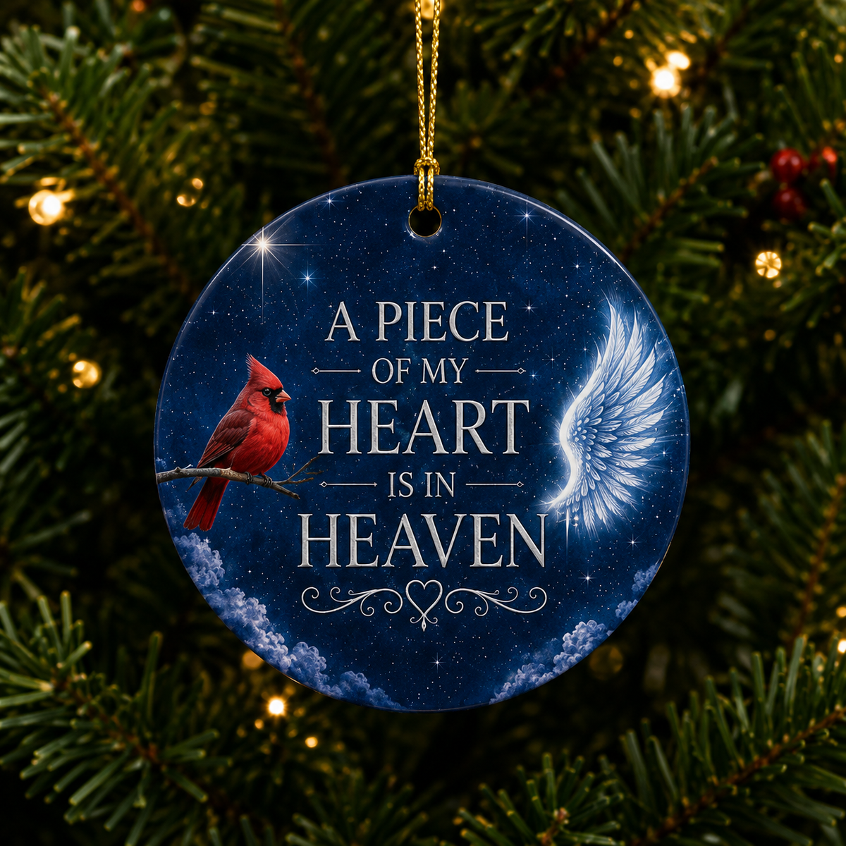 A Piece of My Heart Is in Heaven Memorial Ornament