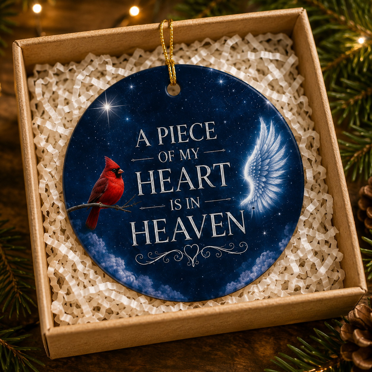 A Piece of My Heart Is in Heaven Memorial Ornament