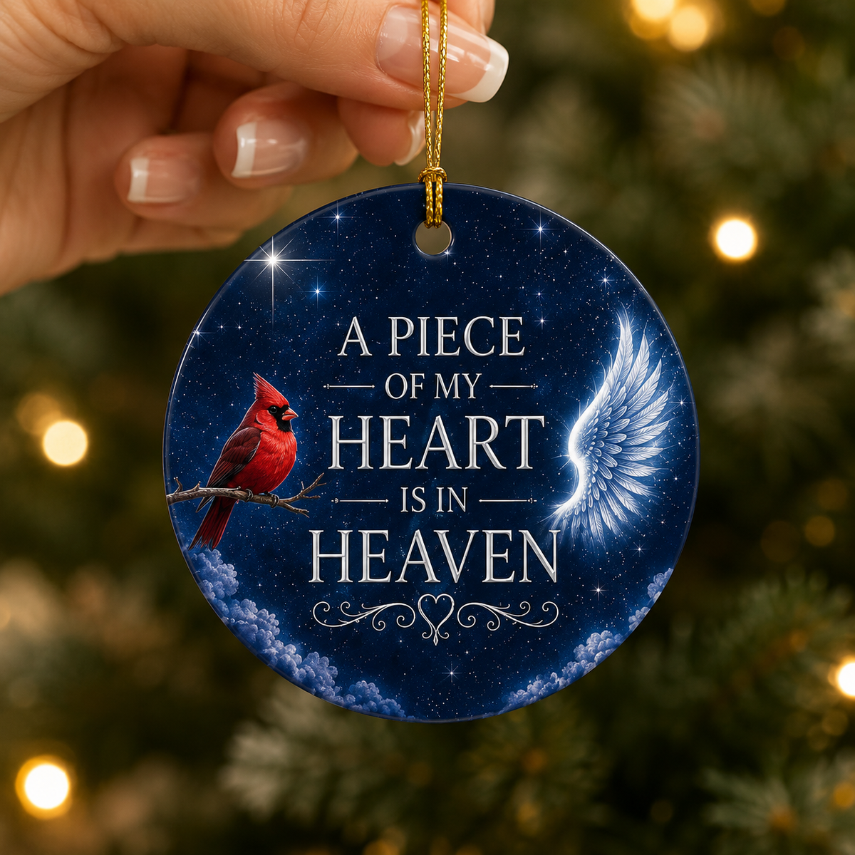 A Piece of My Heart Is in Heaven Memorial Ornament
