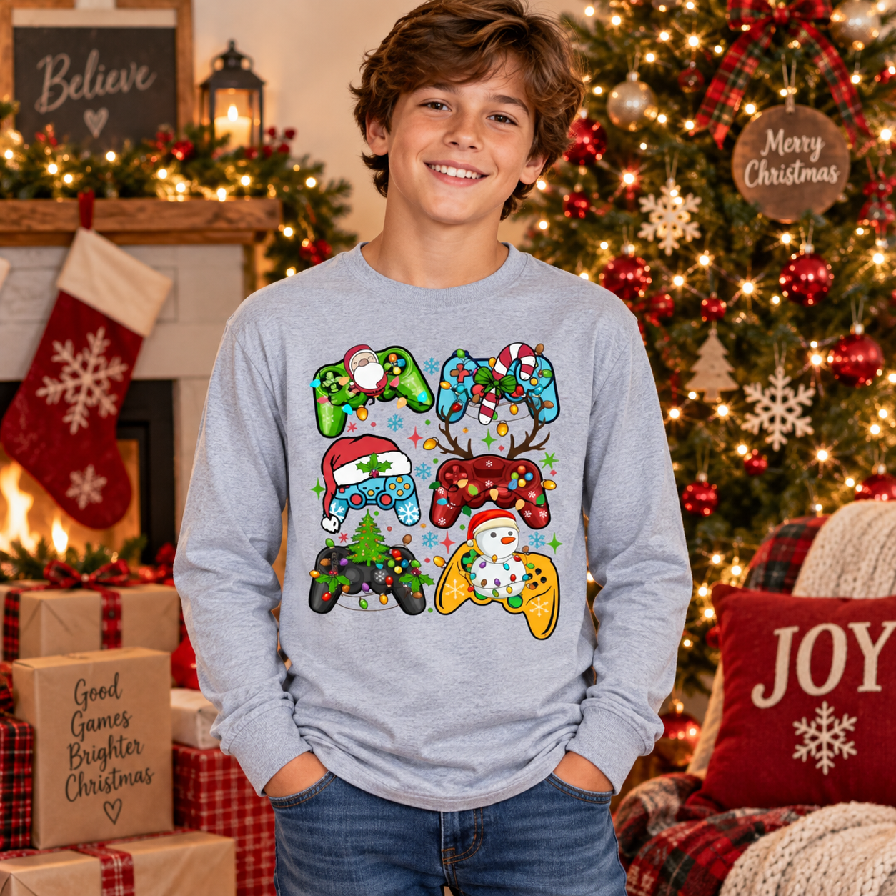 Retro Christmas Gaming Shirt | Gamer Gift for Kids