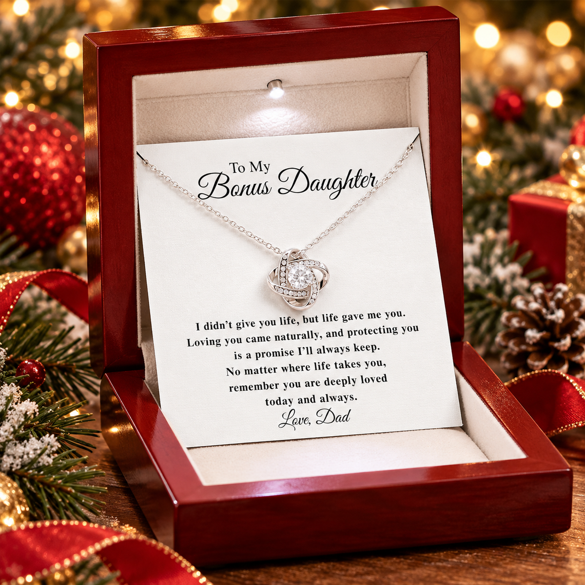 To My Bonus Daughter – Love Knot Necklace from Dad