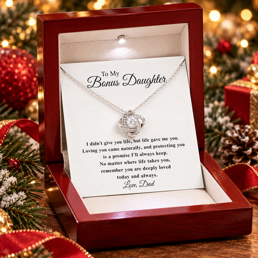 To My Bonus Daughter – Love Knot Necklace from Dad