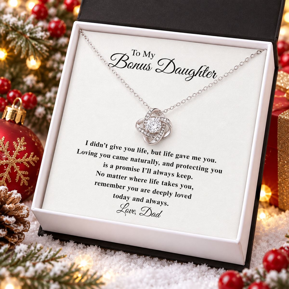 To My Bonus Daughter – Love Knot Necklace from Dad