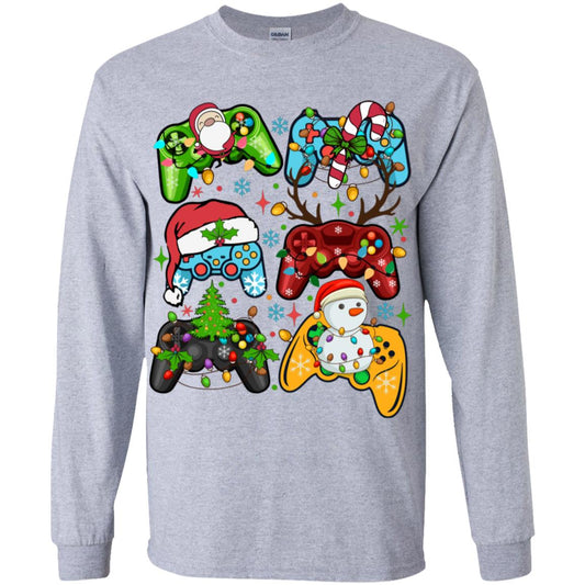 Retro Christmas Gaming Controller Santa Claus Christmas T shirt Design For Kids Christmas T-Shirt and Long Sleeve T-Shirt