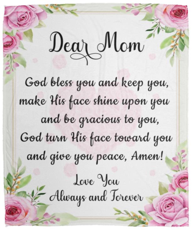 Dear Mom, God Bless You and Keep You Blanket | Birthday Gift, Valentine's Day Gift, Special Occasions Gift