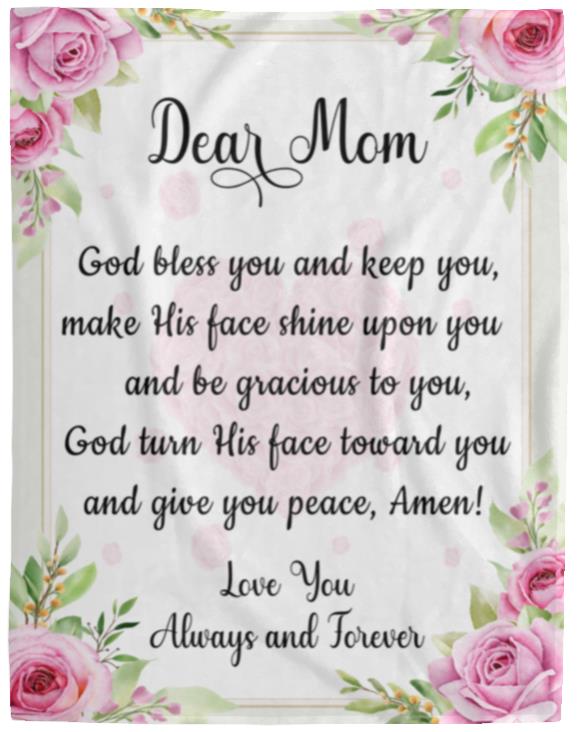 Dear Mom, God Bless You and Keep You Blanket | Birthday Gift, Valentine's Day Gift, Special Occasions Gift