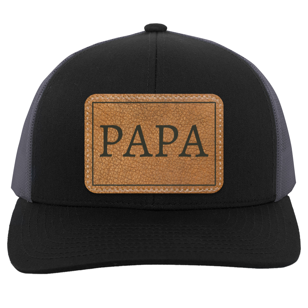 Papa - Leather Snap Back Trucker Patch Hat