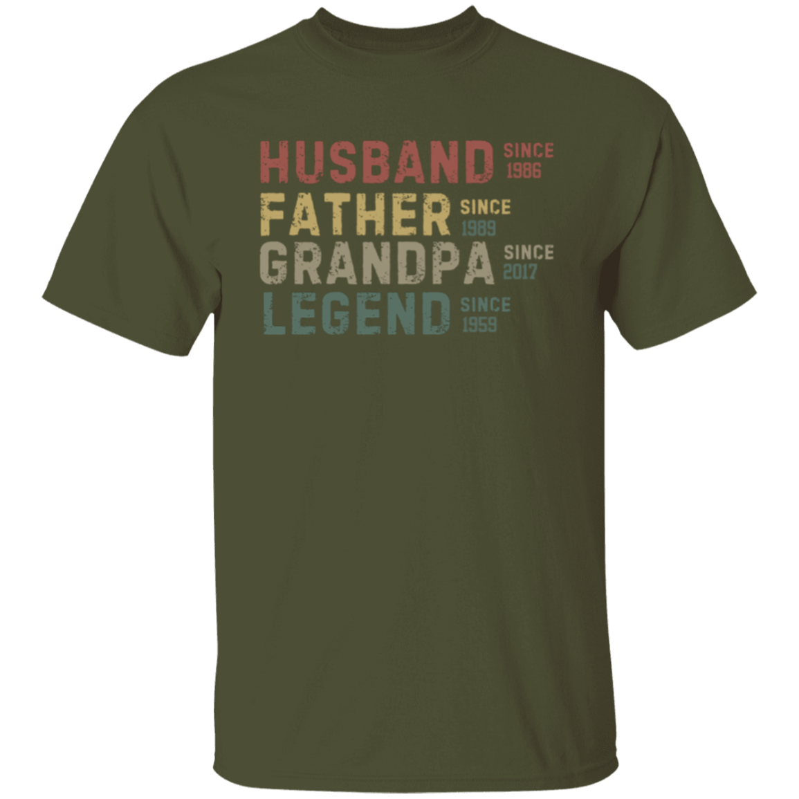 HFGL DATES HUSBAND FATHER GRANDPA LEGEND TSHIRT. T-Shirt