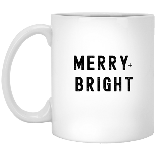 Merry + Bright Christmas 11 oz. White Mug