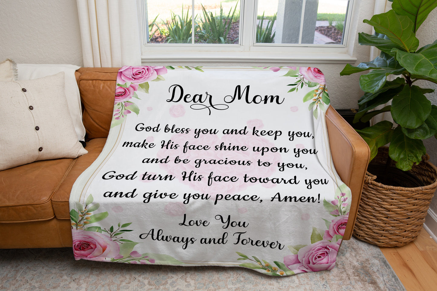 Dear Mom, God Bless You and Keep You Blanket | Birthday Gift, Valentine's Day Gift, Special Occasions Gift