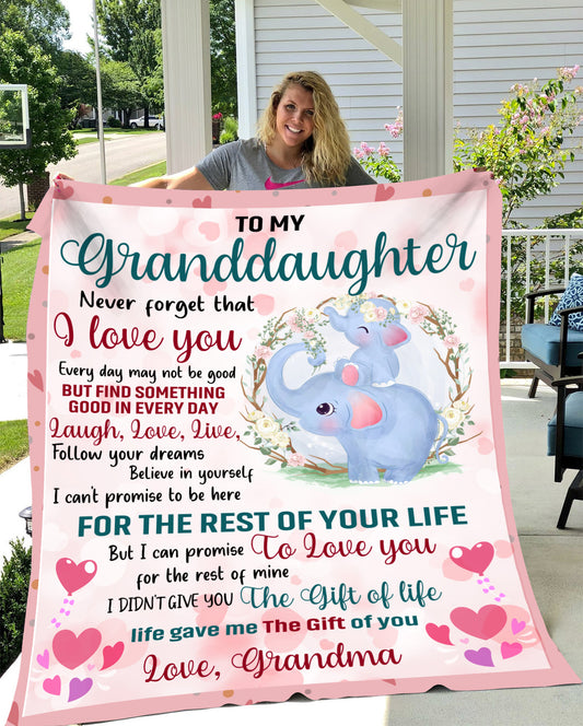 To My Granddaughter, I Love You for the Rest of Your Life Blanket