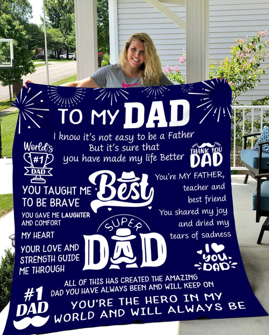 To My Dad, You're the Hero in My Life Blanket | Birthday Gift, Valentine's day Gift, Father's Day Gift